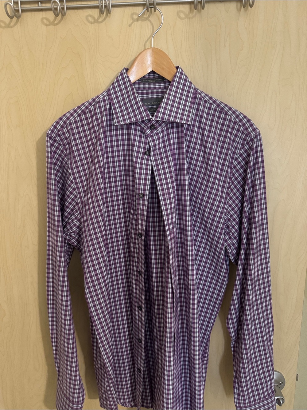 C2 by Calibrate Purple and White Check Button-Down Shirt